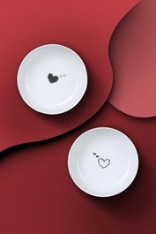 Hermia Juego de 2 Cuencos de Porcelana Blanco y Negro 15 cm
